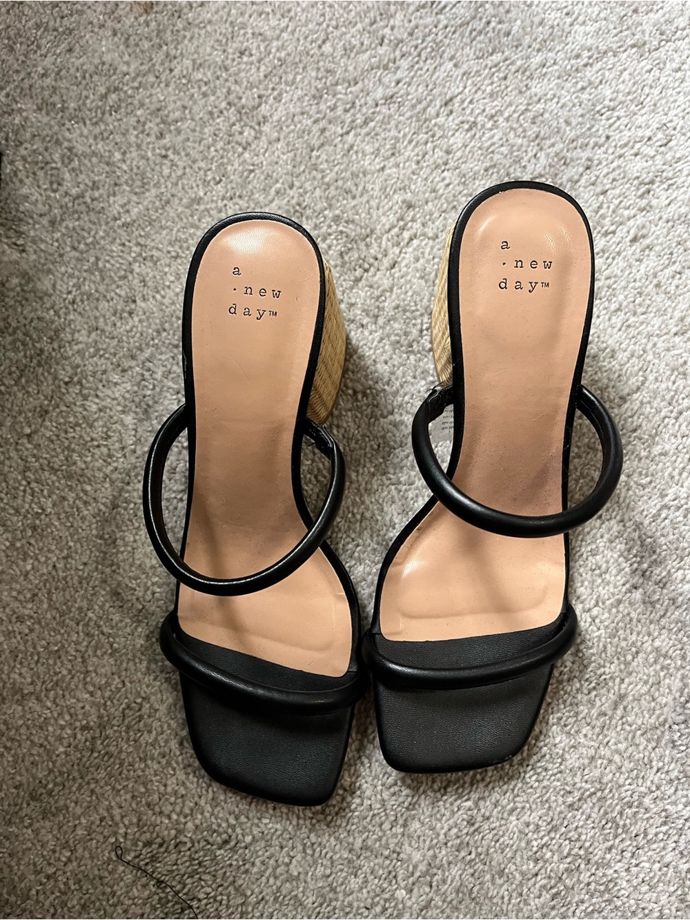 a new day Black Strappy Block Heel Sandals